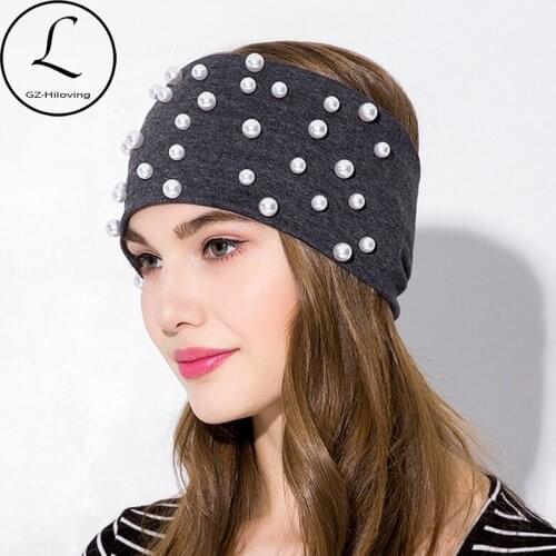 GZHILOVINGL 2018 New fashion Solid Color Headwear Wide Elastic Cotton Headbands Hair Accessories Pearl Headband High Quality