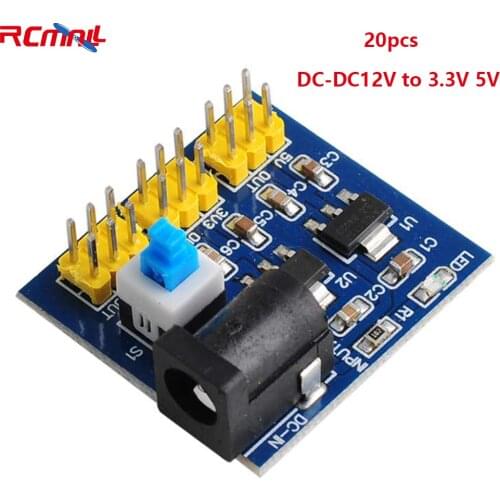 RCmall 20Pcs 3.3V 5V 12V Multiple Output Voltage Conversion DC-DC12V to 3.3V 5V Power Module