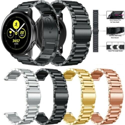 20mm Sports Stainless Steel WatchBands for Samsung Active 3 2(40mm 44mm) 1Steel Smart Watch Strap