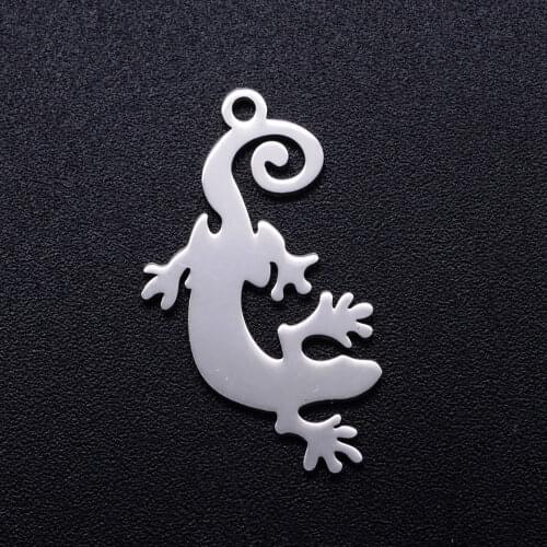 5pcs/lot Unique Lizard Stainless Steel DIY Charms Wholesale Never Tarnish Jewelry Making Charm Jewelry Finding Supplies