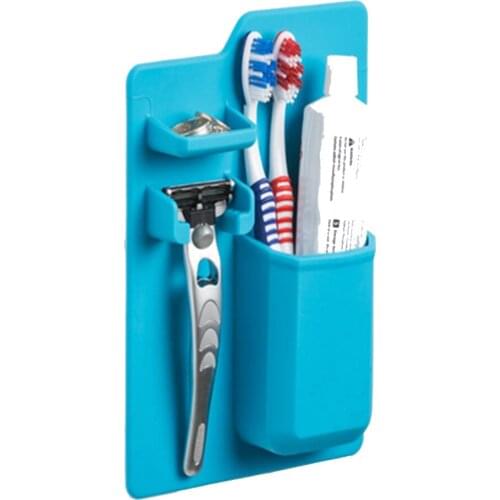 Bathroom silicone toothbrush toothpaste holder storage box razor makeup mirror storage rack bathroom bathroom shelf