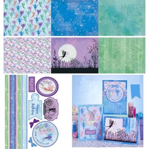 Fairy decor paper for Scrapbooking paper pack of 14 sheets handmade craft paper colorful blue flower craft Background paper pad