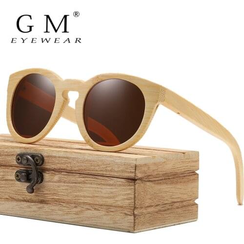 GM Ladies Sunglasses Women Polarized Retro Vintage Sun glasses Men Wood Bamboo Sunglasses Brand Designer Square Glasses S824