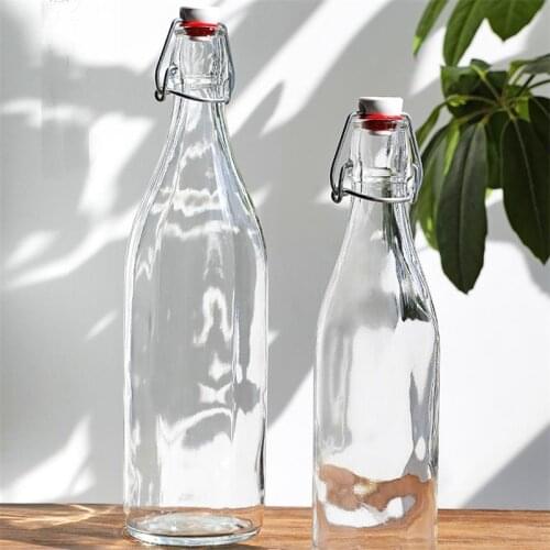 Swing Top Glass Bottle with Stainless Steel Wire Air Tight Leakproof Seal for Beverages Oil Beer Water Soda Vegetable Juice