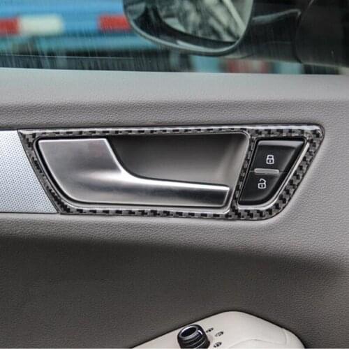 Carbon Fiber Inner Door Handle Frame Decoration Cover Trim 4Pcs For Audi Q5 2010-2016 Car Interior Doorknob Accessories