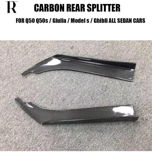 Universal Style Carbon Fiber Rear Bumper Side Splitter Apron for All Sedan Car Q50 , Giulia , Tesla Model S , Ghibli , GTS , GT
