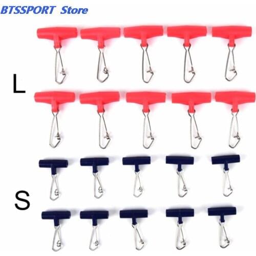 10PCS/set Plastic Head Fishing Sinker Slip Clip Clear Swivel With Hooked Snap Fishing Weight Slide For Braid Fishing Line