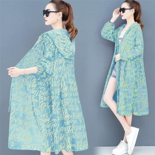 Women Jacket summer Sun Protection clothing Thin coat Ventilation windbreaker printing seaside Sand clothes Woman Coat