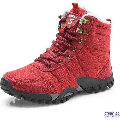 Women Boots Waterproof Microfiber Ankle Combat Boots For Women Warm Plush Booties Round Toe Women Shoes Sexy Red Boots