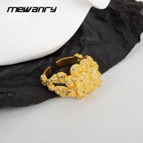 Mewanry 925 Sterling Silver Rings for Women Fashion Vintage Elegant Simple Design Party Irregular Texture Jewelry Birthday Gifts