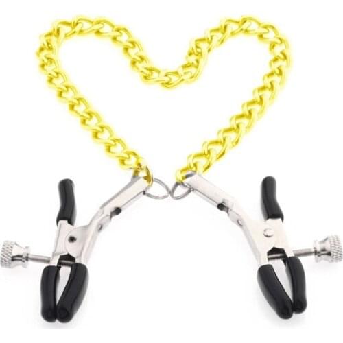 Gold chain fetish nipple clamps shaking milk stimulate for couple men female breast clitoris clip massage cosplay slave sex toys