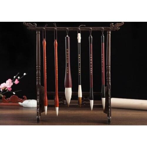 12 Hooks Brush Hanger Rack Painting Calligraphy Sumi-e Penholder Tool