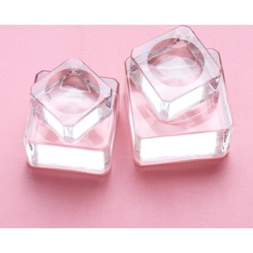 200pcs Square Crystal Glass Gasket False Eyelash Stand Glue Pad 4 Size Glue Holder Eyelashes Adhesive Pallet Paste Makeup Tool