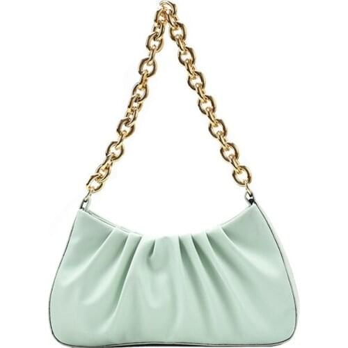 2021 Winter Branded Handbags and Purses Luxury Chain Totes Folds Design Pu Leather Underarm Shoulder Bags for Women