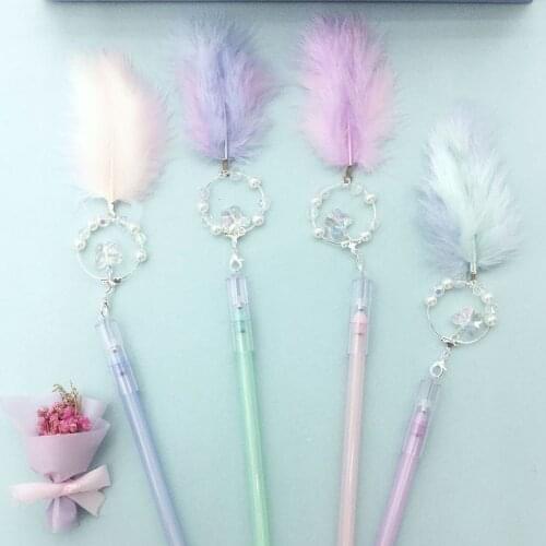 36 pcs/lot Kawaii Butterfly Feather Pendant Gel Pen Cute 0.5mm Black Ink Neutral Pens Promotional Gift Stationery School Supply