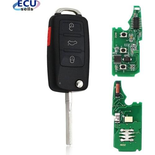 4 Buttons 433MHZ Keyless Fob 3+1 Buttons Flip Remote Key for Volkswagen for Touareg 2002-2010 ID46 Chip