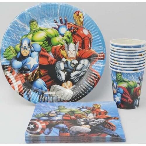 40p/set Avengers Birthday Party Supplies Plate Cup Napkin Party Favor Superhero Decoration Baby shower Tableware