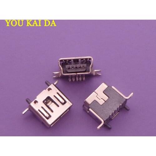 100PCS Mini USB Type B Female 5 Pin DIP Vertical Leg PCB 180 degree Socket Connector V3 Micro USB Short paragraph
