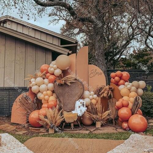 98pcs Cream Peach Balloon Arch Doubled Matte Orange Apricot Balloon Garland Gender Reveal Baby Shower Wedding Birthday Party Kit