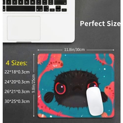 Angry Puffer Mouse Pad DIY Print Cushion Puffer Boxfish Fish Coral Flower Angry Ocean Sea Marine Life Salt