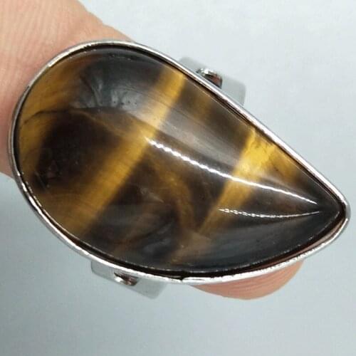 Free Shipping Women Fashion Jewelry Tigers Eye Water Drop Women Men Bead Ring 6.5~12" US Adjust C5250