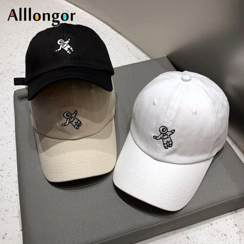 Baseball Cap Women Korean Hat Men 2020 White Cartoon Print Spaceman Embroidery Snapback Gorra Hombre gorra hombre streetwear