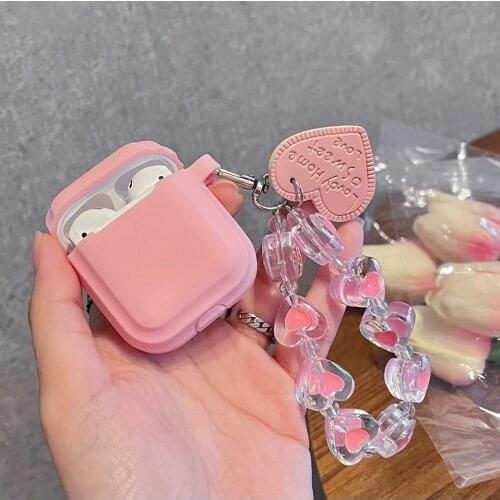 Fundas For AirPods Pro Case AirPods 2 Cute Korean chain Pendant keyring headphone case air pods 3 Pro silicone Earphone Cover