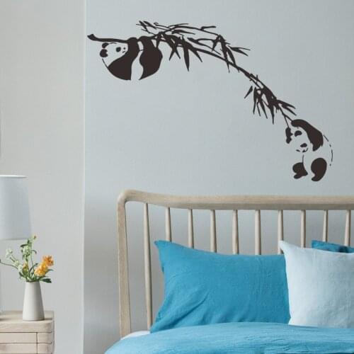 Black Bamboo Panda Wall Stickers Decoration Wall Decorative Vinyl Cute Room Decor Self-adhesive Wallpaper Art Poster House Decal