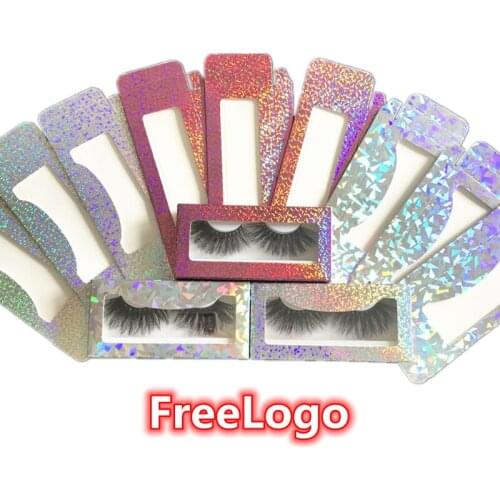 Holographic Eyelash Packaging Box Bulk Wholesale 3D Mink Lashes Boxes Packaging free Logo Makeup Set lashes Rectangle case Pack