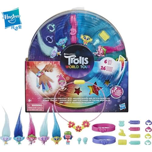 Hasbro Trolls2 Trolls World Tour Fingertip Dancer Dolls Collection Luxury Combination Jewelry Hairpin Doll Toys Rings Necklace