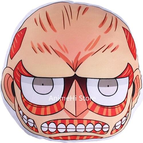 Anime Attack on Titan Hange Zoe Colossal Titan Figure Pillow Cosplay Toy Soft Plush Doll Double Sided Case 48cm for Gift