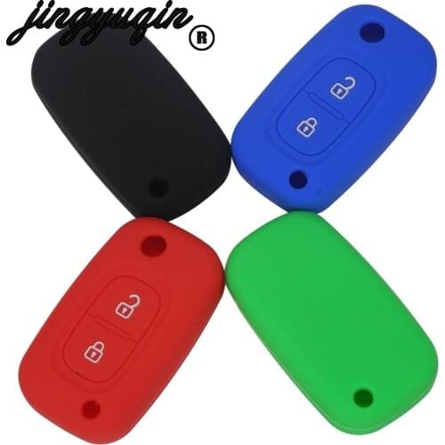 Jingyuqin Fit For Renault Modus Clio Megane Kangoo 2 Buttons Silicone folding Car Key Case Car-styling