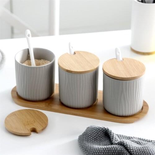 Nordic household creative ceramic seasoning jar seasoning box seasoning bottle seasoning box salt shaker kitchen utensils set
