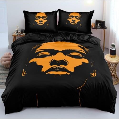 African Womans Face Design Duvet Cover Sets Black Comforter Cases White Pillow Shams King Bed Linens Queen Double Bedding Sets