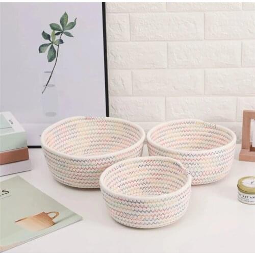 Thick Cotton Rope Box Baby Toy Snacks Keys Cloth Sundries Tray Basket Desktop Organizer Home