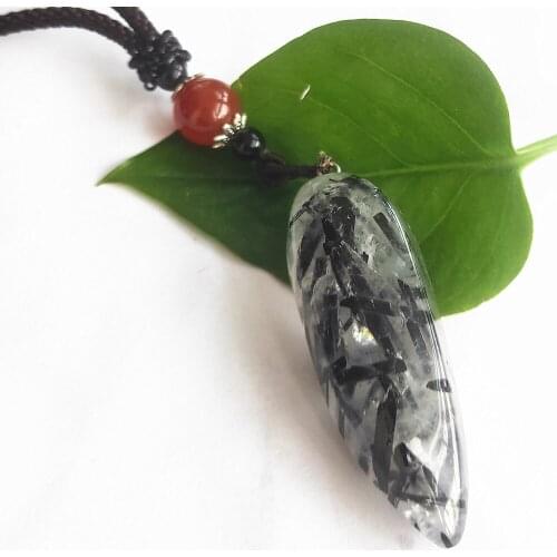 Crystals Healing Natural black crystal Rutilated pendants black hair quartz necklace Love Gift
