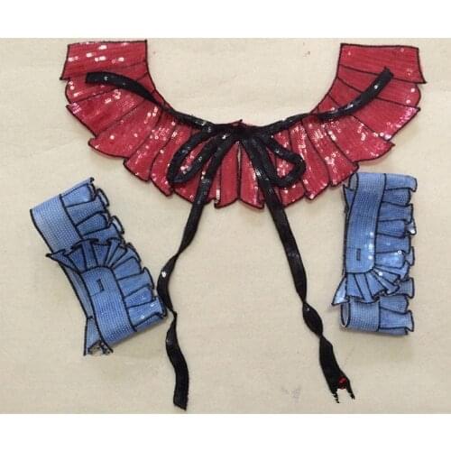 Lace neckline collar fashion sequined applique vintage embroidered fabric applique Diy coat or jeans decoration patch