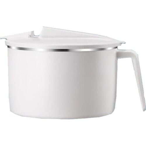 Lunch Box, Lunch Bowl, Noodle Rice Bowl, Food Grade 304 Stainless Steel, 1200ml Larde Capacity, White/Pink