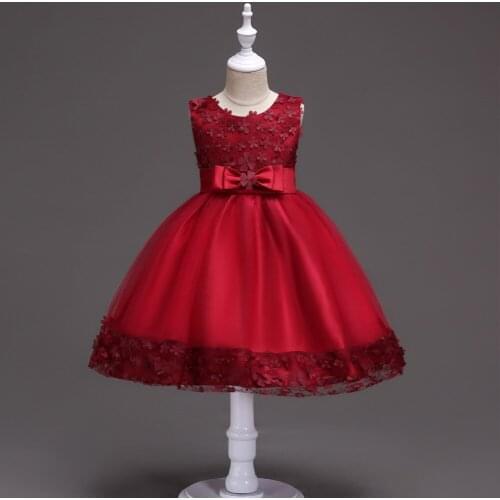 Summer hot-selling new childrens lace appliqué dresses, girls' flower dress skirts, big kids' show skirts