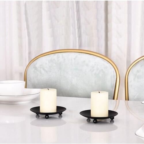 Metal Black/Gold Plated Candle Holders Zinc Alloy High Quality Pillar Iron plate For Wedding Portavelas Candelabra Home Decor