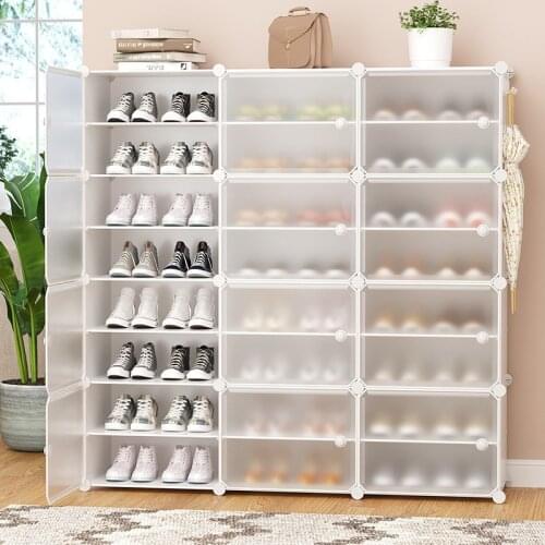 Multilayer Shoe Rack Detachable Dustproof Plastic Shoe Cabinet Home Standing Space-saving Stand Holder Shoes Organizer Box