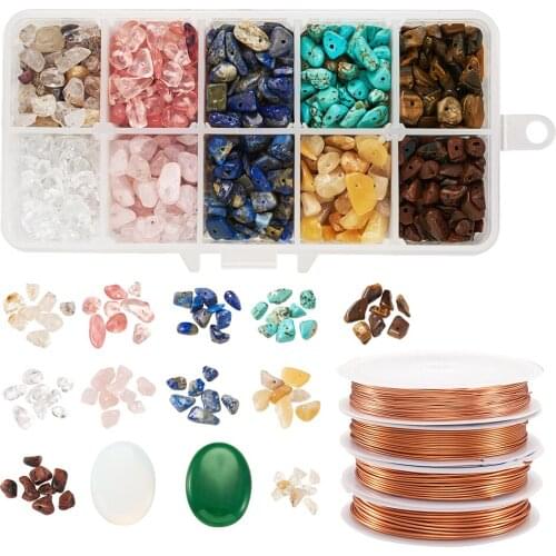 1000pcs Natural Gemstone Beads Kit with Copper Wire for DIY Needlework Handmade Necklace Bracelet Jewelry Making Accessories Set