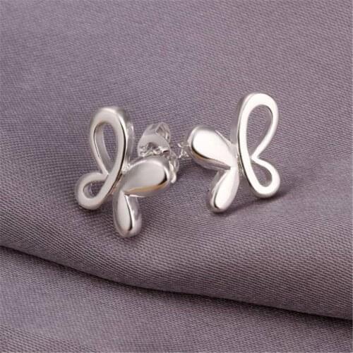 New fashion 925 Sterling Silver Earrings for Women All-match trend Butterfly earrings Ear studs Christmas Gifts party Jewelry