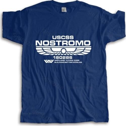 New fashion t-shirt cotton tees Alien Classic Nostromo Crew Member T Shirt Sulaco M41A PULSE RIFLE Movie Film brand top tees
