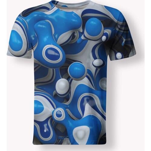 2021 new hot sale 3D stereo creative ladder check graffiti cracked T-shirt round neck mens and womens short-sleeved T-shirt