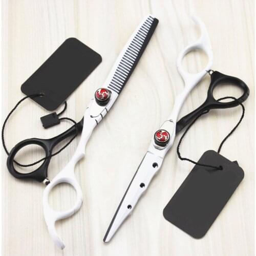 Custom Japan 440c alloy white Piano paint cutting barber makas thinning scisor cut hair scissor shears hairdressing scissors set