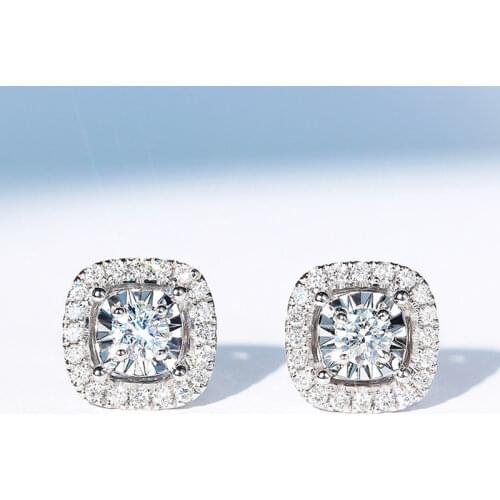 With Silver Certificate&Polishing Cloth Original 925 Silver Zirconia Diamond Stud Earrings (If Fake, Refund 10 Times The Price)