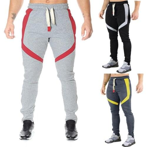 Autumn Winter Color Matching Men Pencil Pants Casual Fleece Warm Mens Streetwear Pants Fashion Fitness Sports Joggers Pants