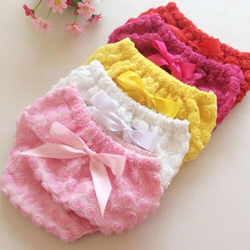 0-4Y Baby girls underwear floral bow newborn photography props infant panties 7 colors cotton lace kids briefs toddler cute pant