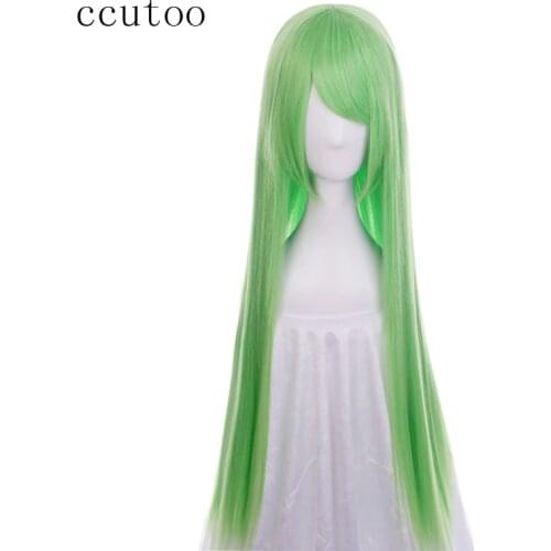 Ccutoo Code Geass C.C CC Empress 100cm Green Long Straight Synthetic Hair Cosplay Wig Heat Resistance Fiber